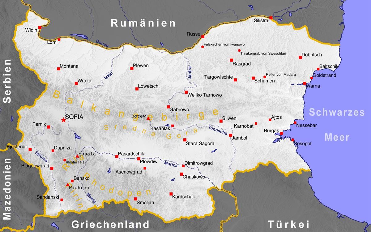 Bulgaria cities map