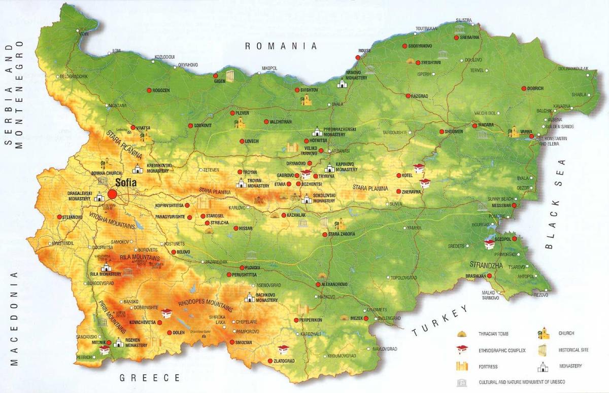 Bulgarian mountains map