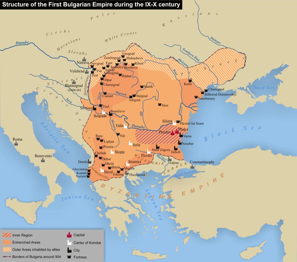 map of Bulgarian empire