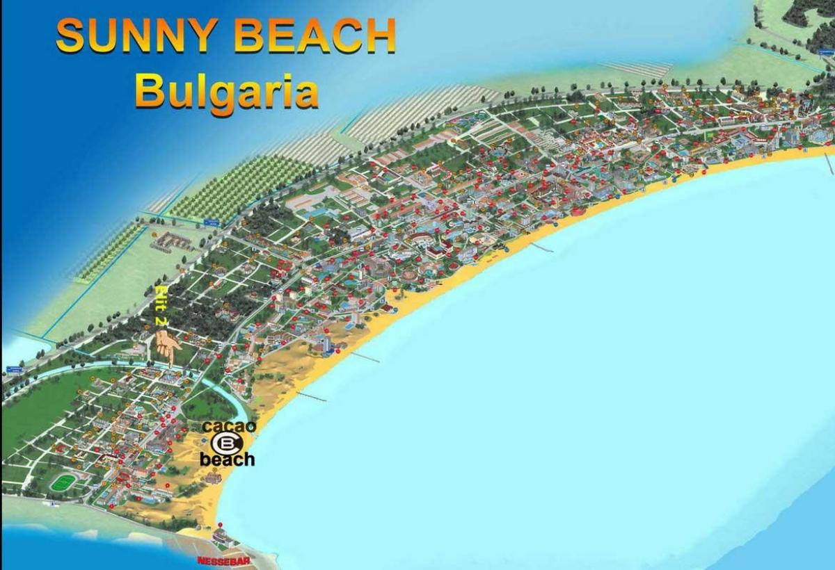 map of cacao beach Bulgaria