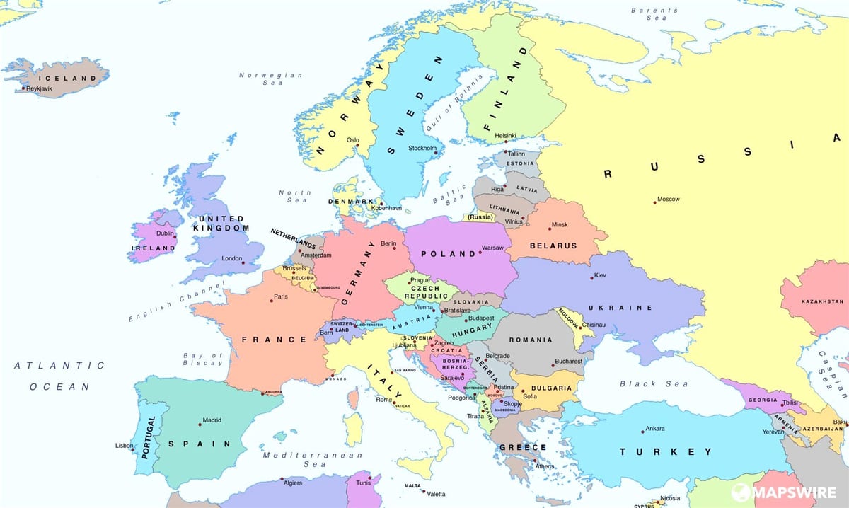 map of europe showing Bulgaria