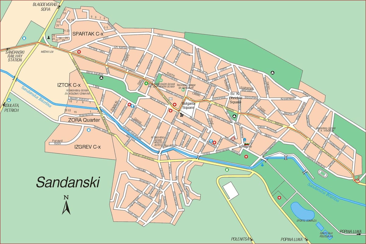 map of sandanski Bulgaria