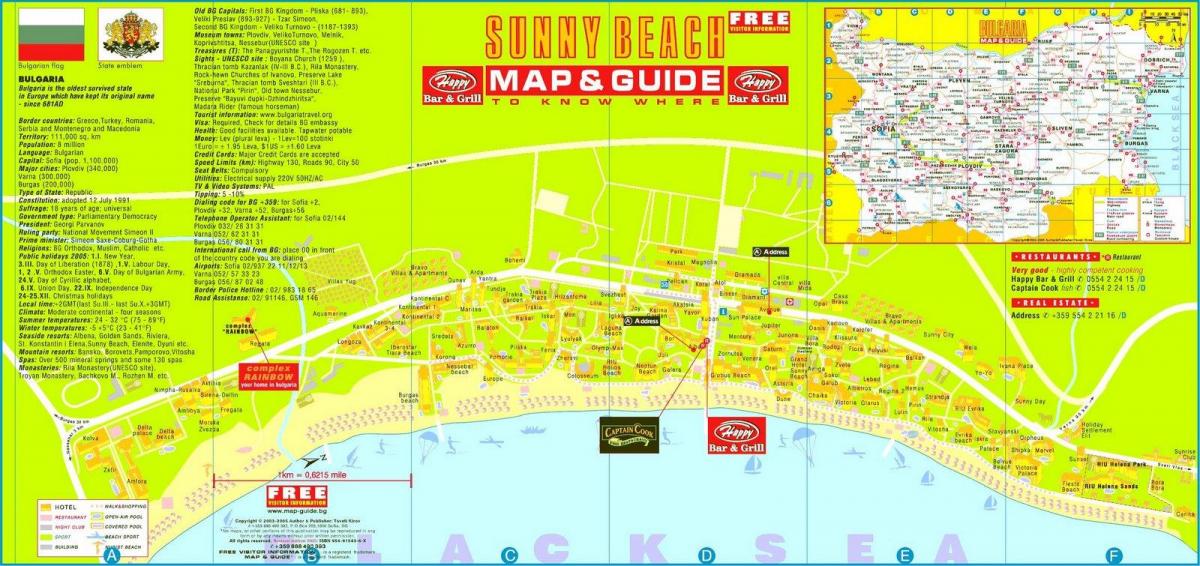 tourist map of sunny beach Bulgaria