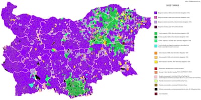 Map of Bulgaria ethnic