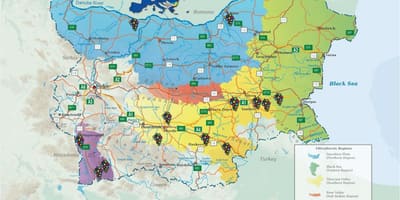 Map of Bulgarian wine