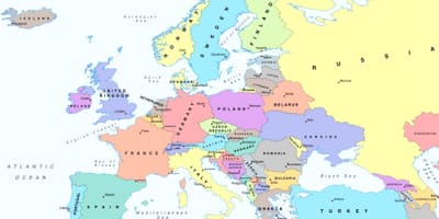 Map of europe showing Bulgaria
